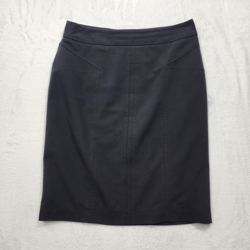 Worthington Skirt Womens 12 Black Pencil Twill Lined‎ Stretch Zip Office Preppy